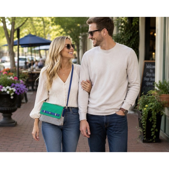 kate spade Handbags - Kate Spade NY Carter Caden St. Crossbody Bag Green Blue Tweed Colorblock Sample